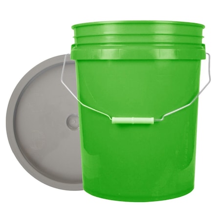 Bucket, 12 In H, Lime Green And Gray